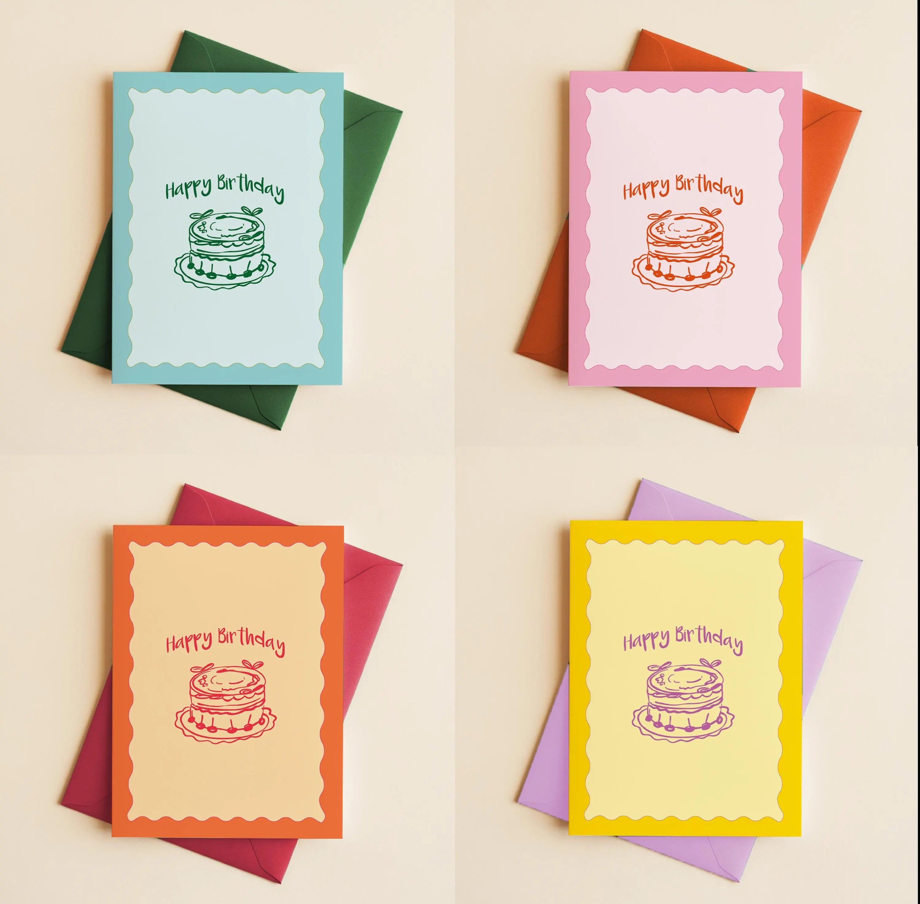 Vibrant Birthday Card Set: Colourful A6 Greeting Cards
