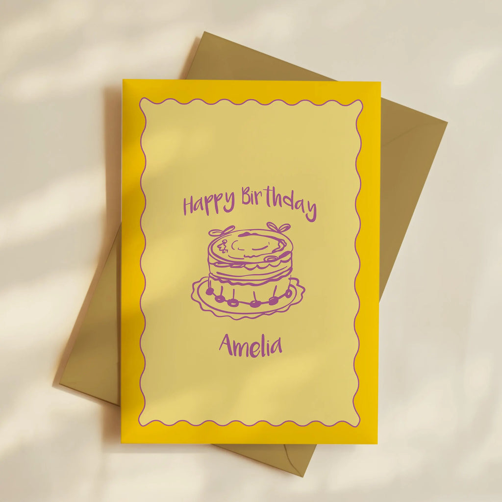 Personalized Birthday Card Set: A6 Name Cards, Kraft Envelopes