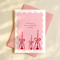 Whimsical Pink Hand Drawn Christmas Card - Festive Holiday Card A6