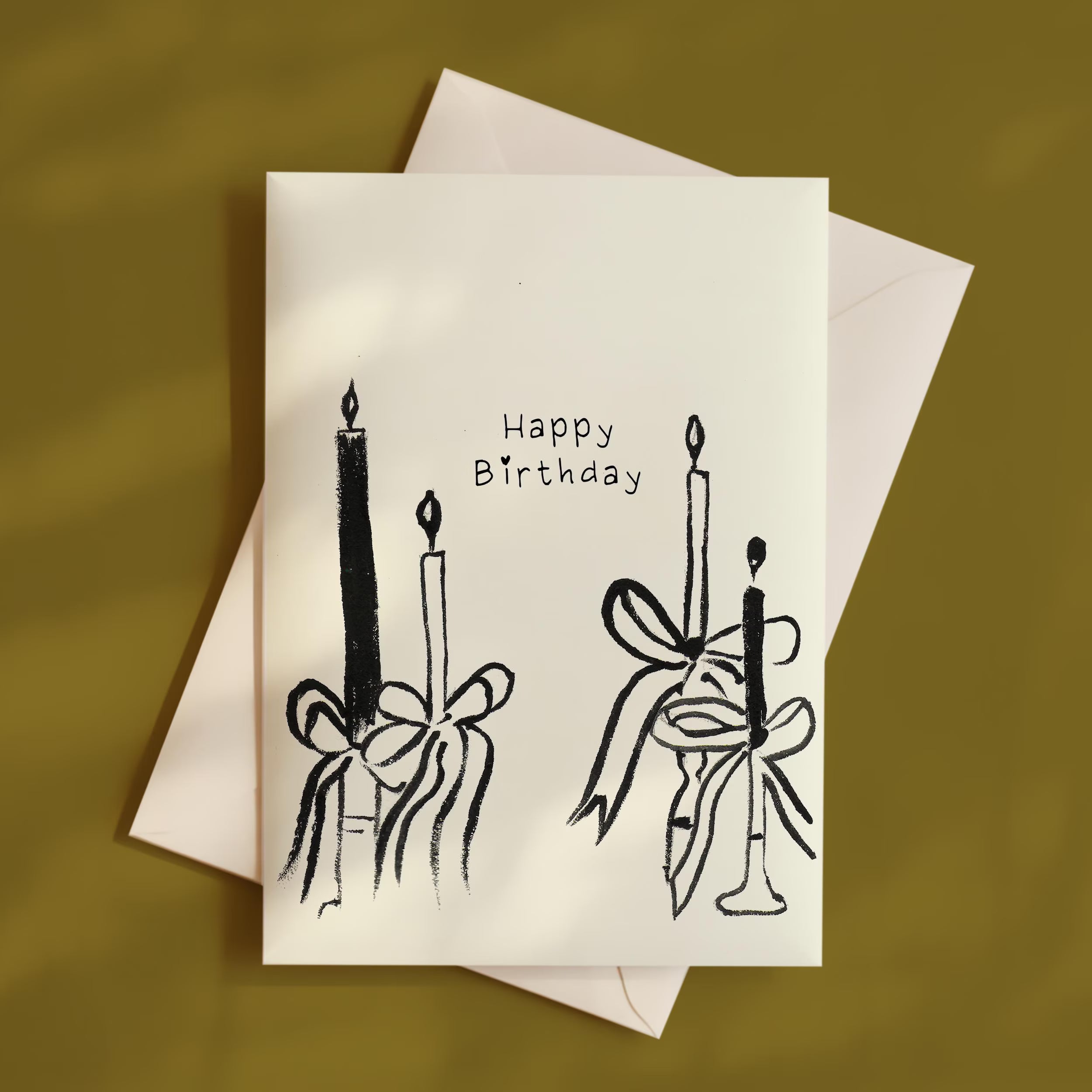 Hand-Drawn Birthday Card: Vintage Candle Design