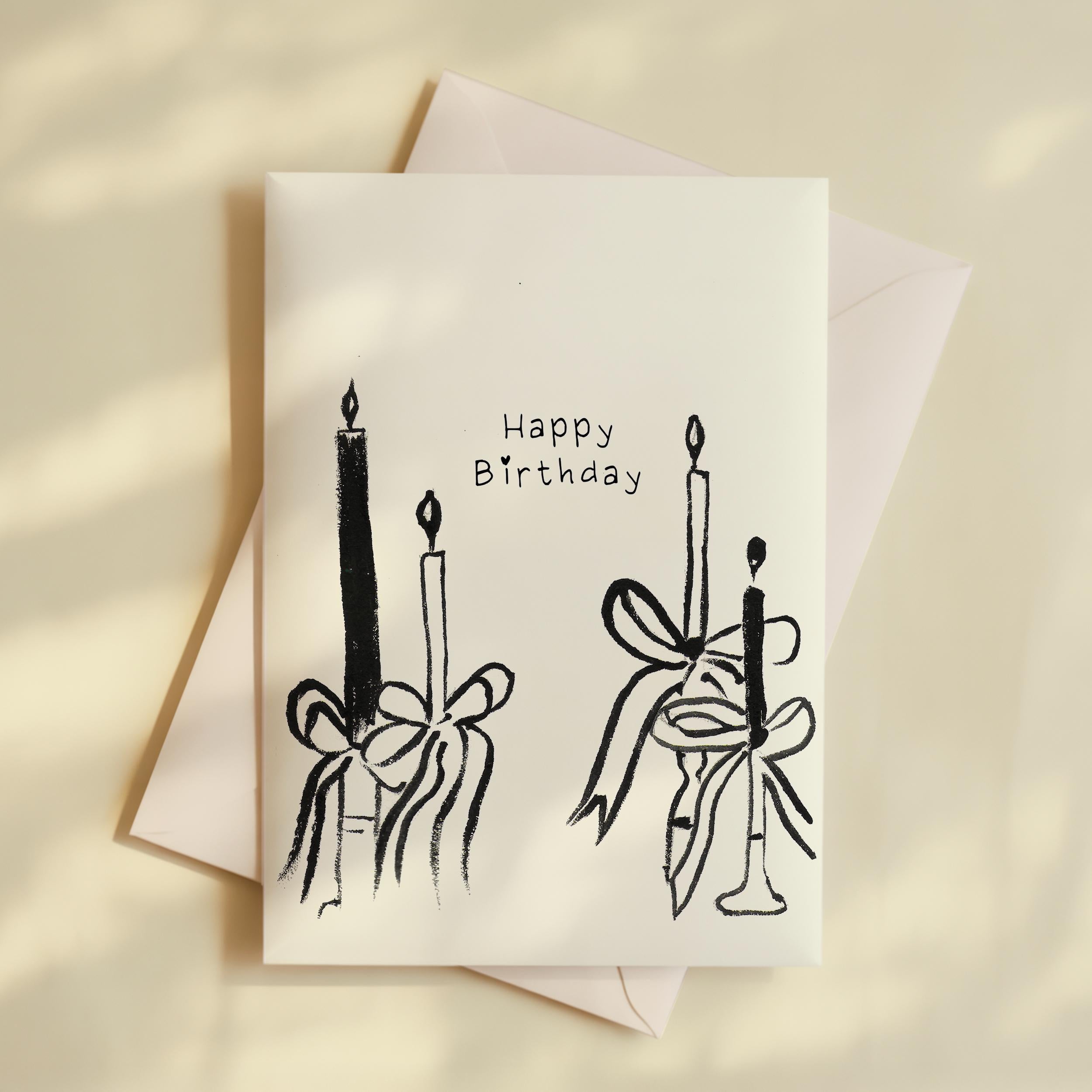 Hand-Drawn Birthday Card: Vintage Candle Design
