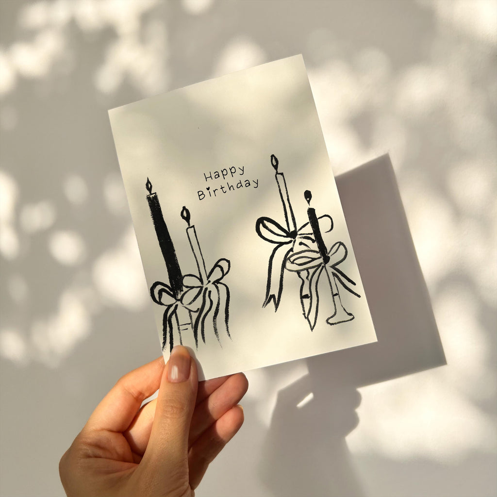 Hand-Drawn Birthday Card: Vintage Candle Design