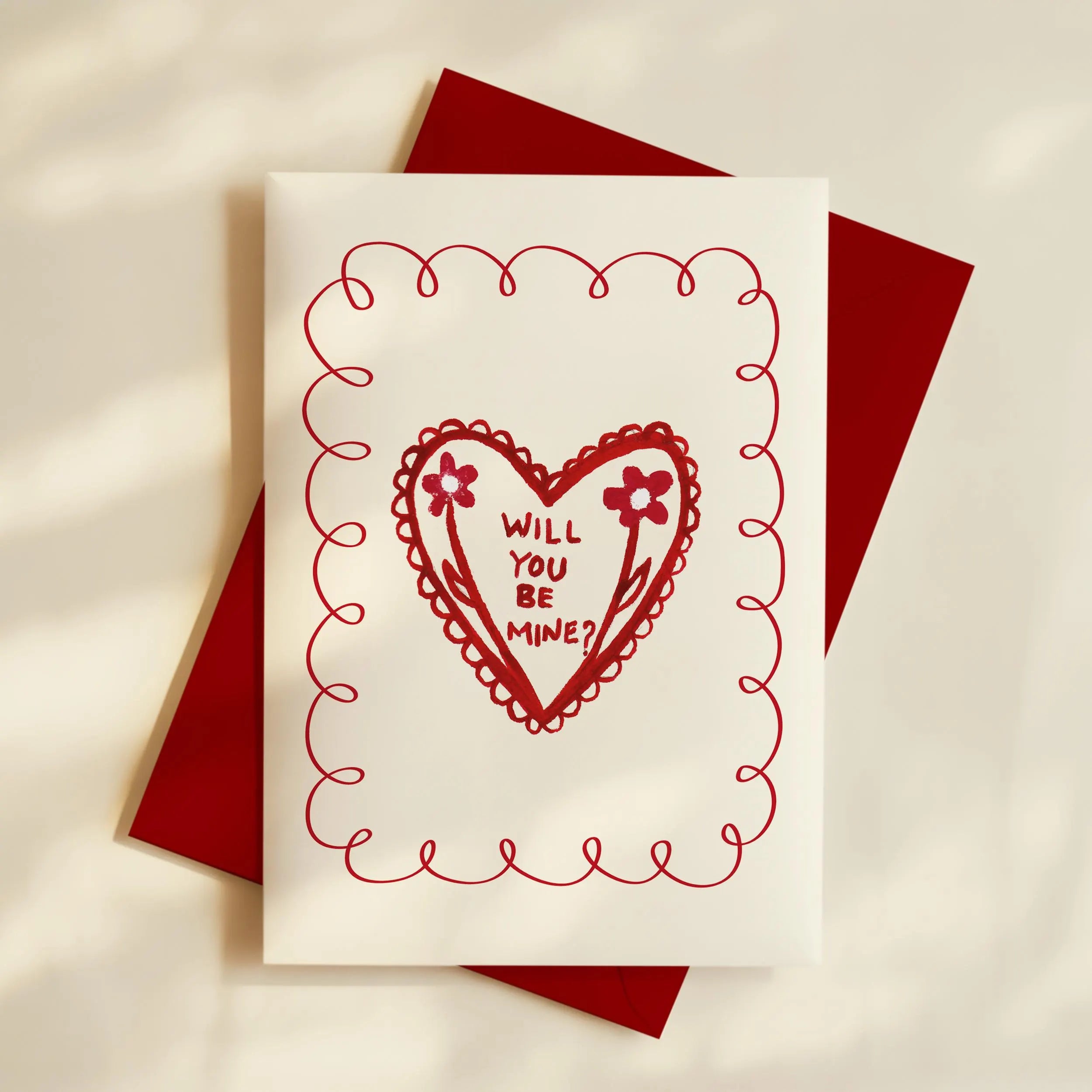 Hand Drawn Valentine's Day Card - Will You be Mine
