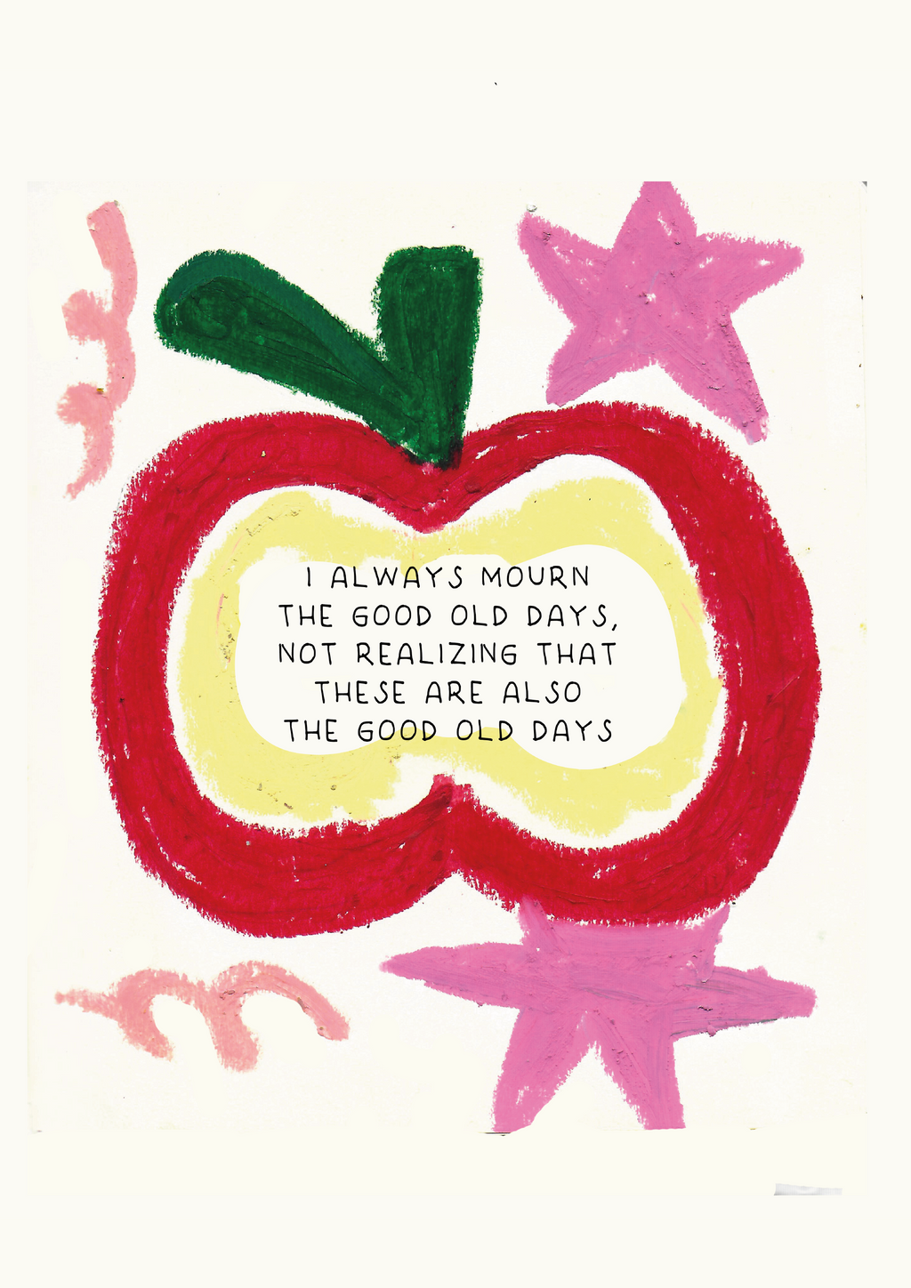 The Good Old Days art print mockup in red frame