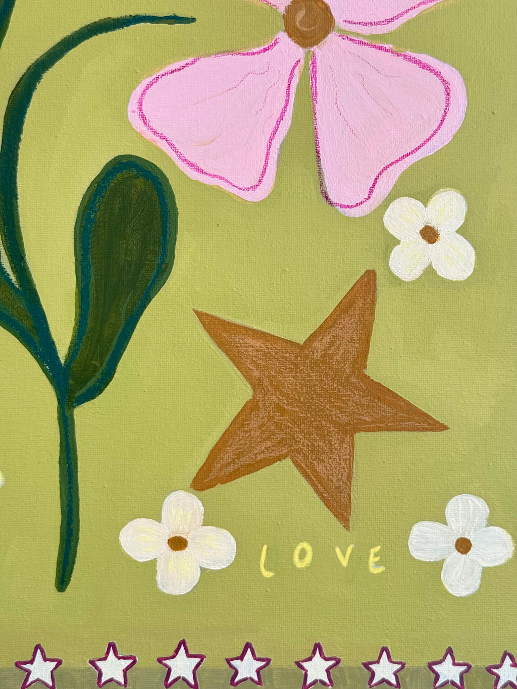 All We Need Is Love - star and white daisies with LOVE text