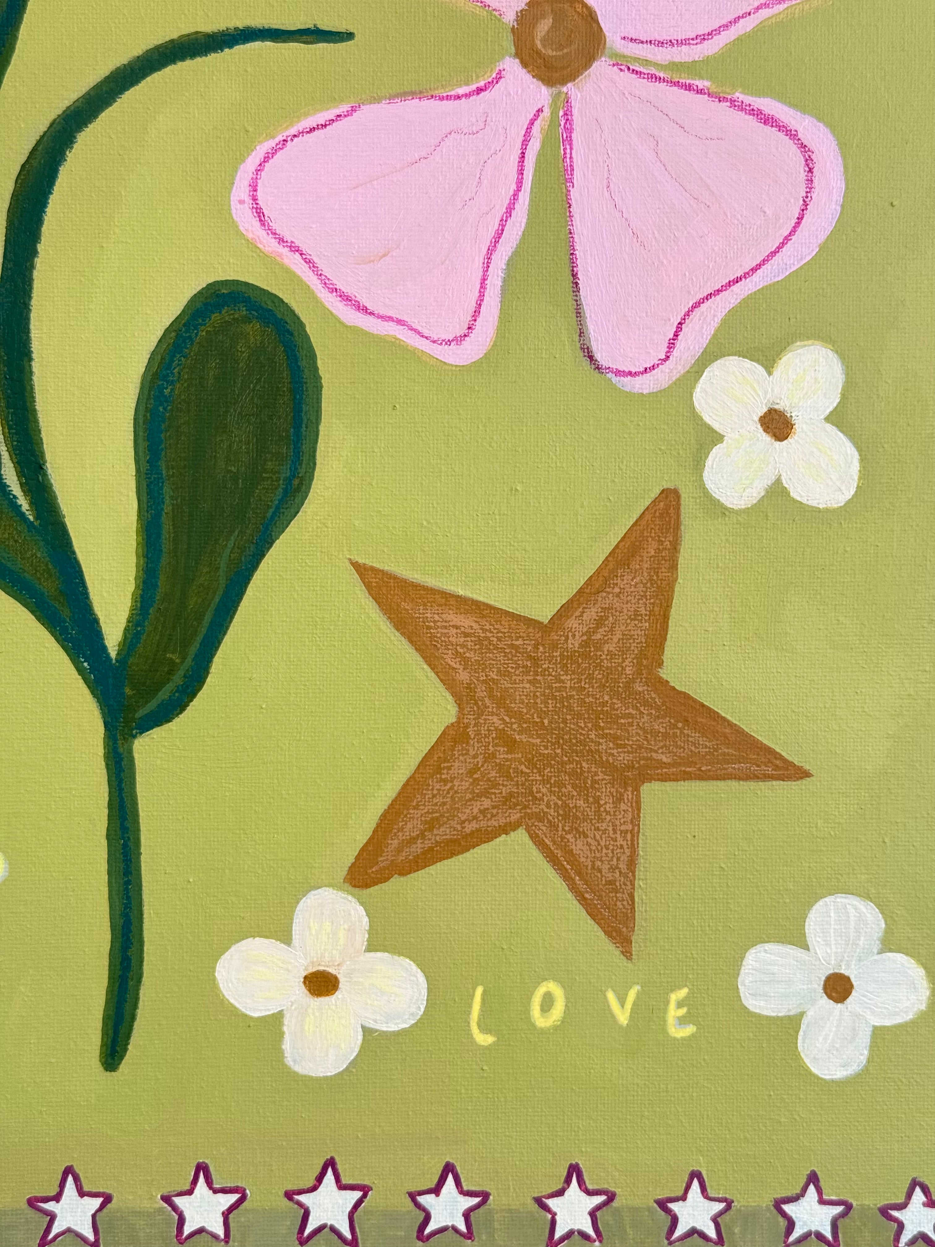 All We Need Is Love - star and white daisies with LOVE text